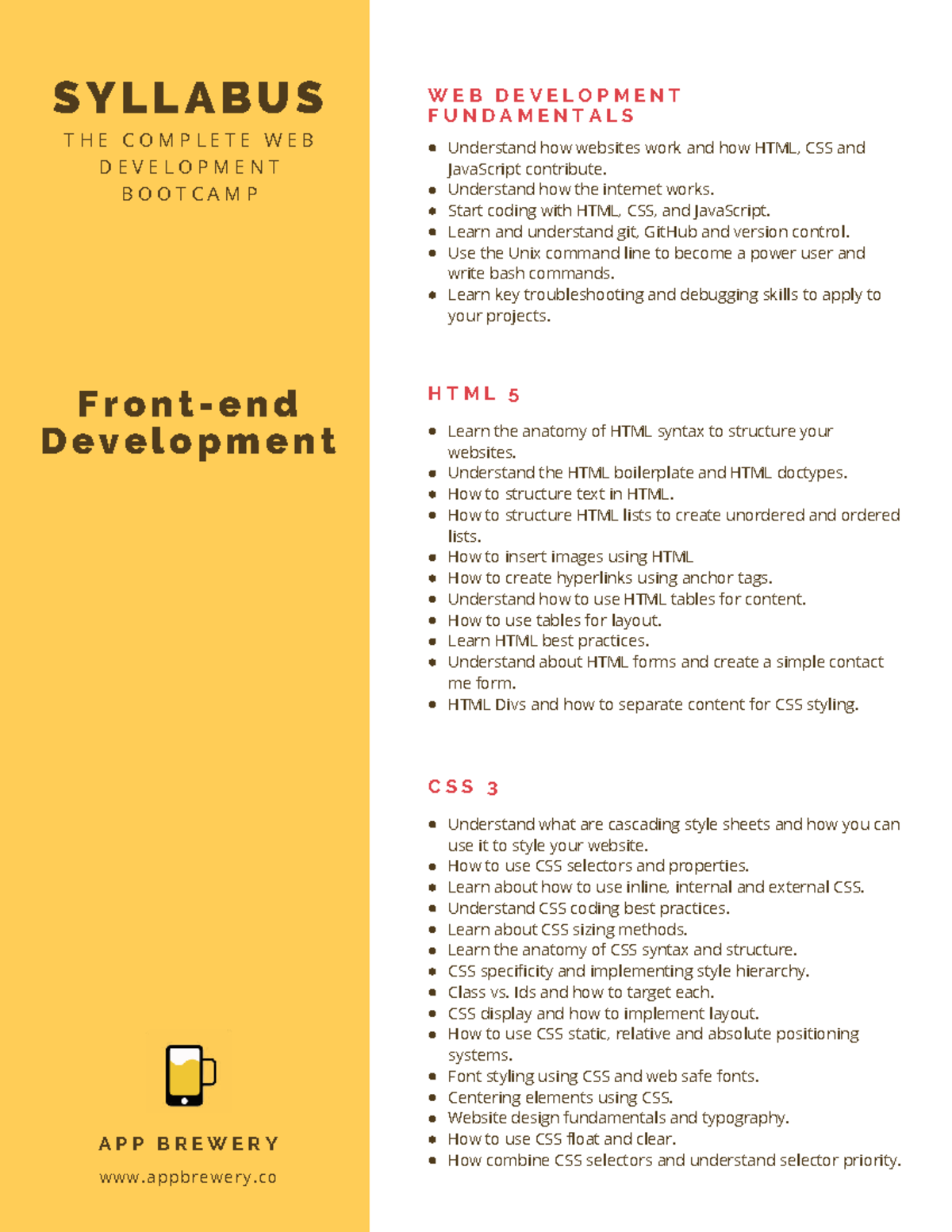 WEB DEV SYLLABUS (2.1) - COMPLETE BOOTCAMP OVERVIEW - Studocu