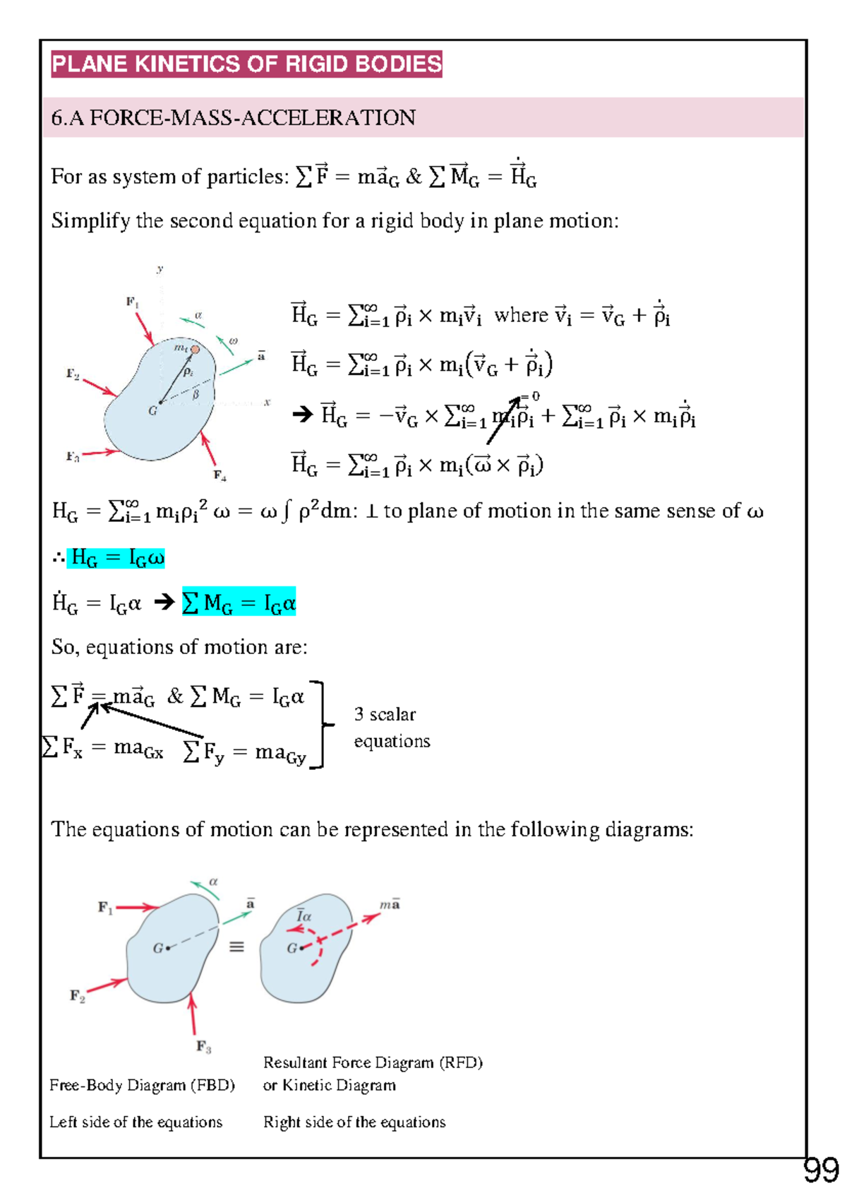 Lecture 13: Inertia in Plane Kinetics of Rigid Bodies (ENGR 6.A G G ...