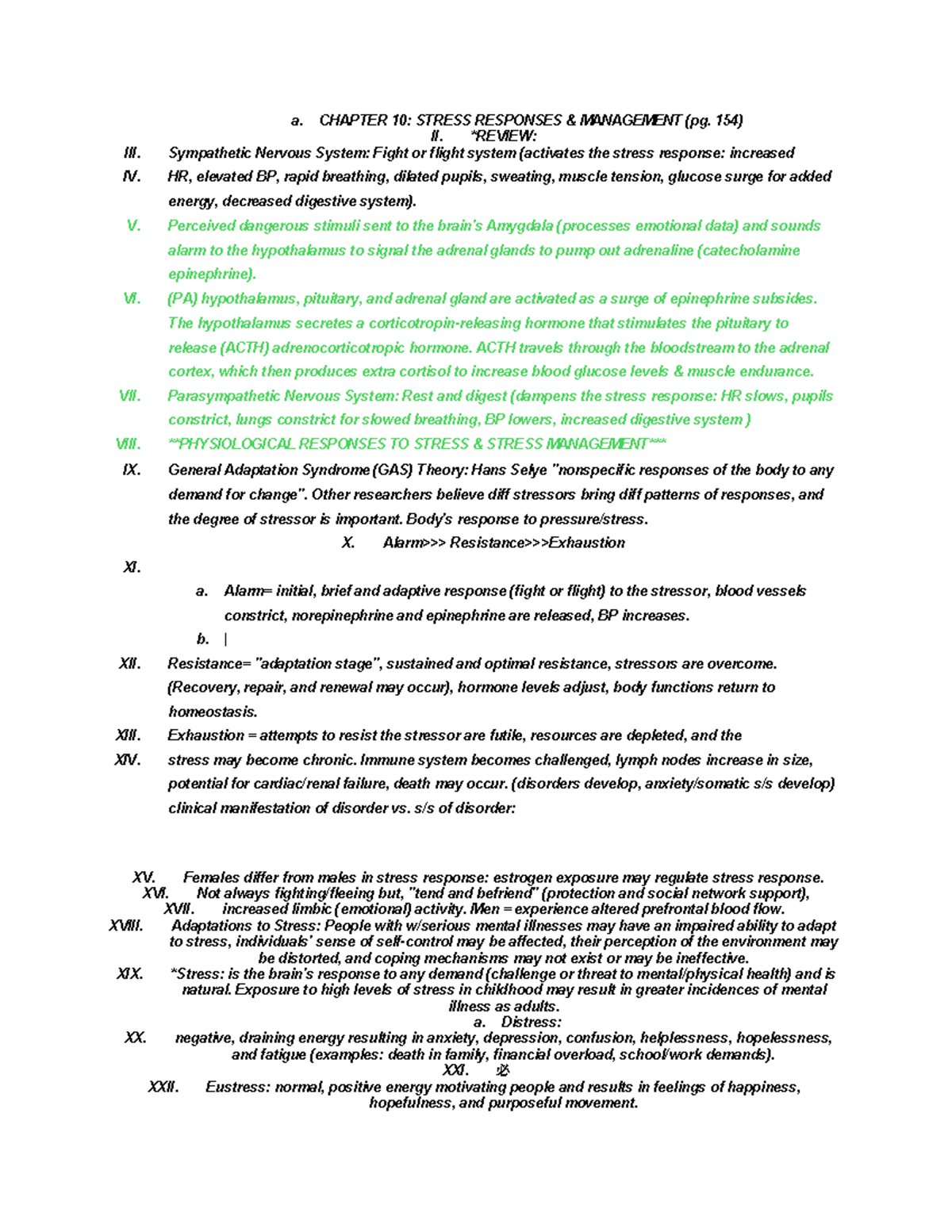 MH Exam 3 Study Guide: Stress Responses & Management - Studocu
