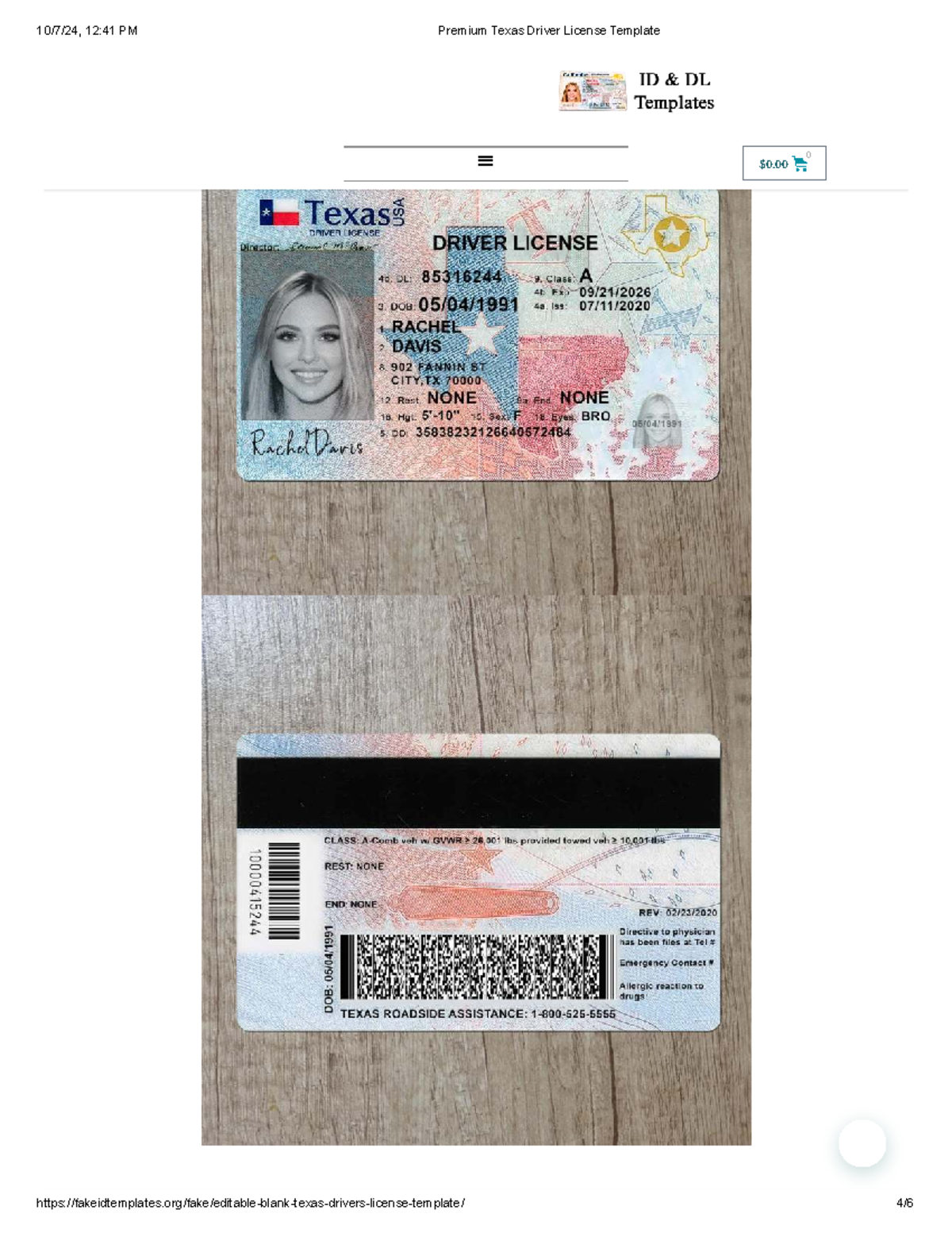 Texas Driver License Template - Rachel Davis (Class A) - Studocu