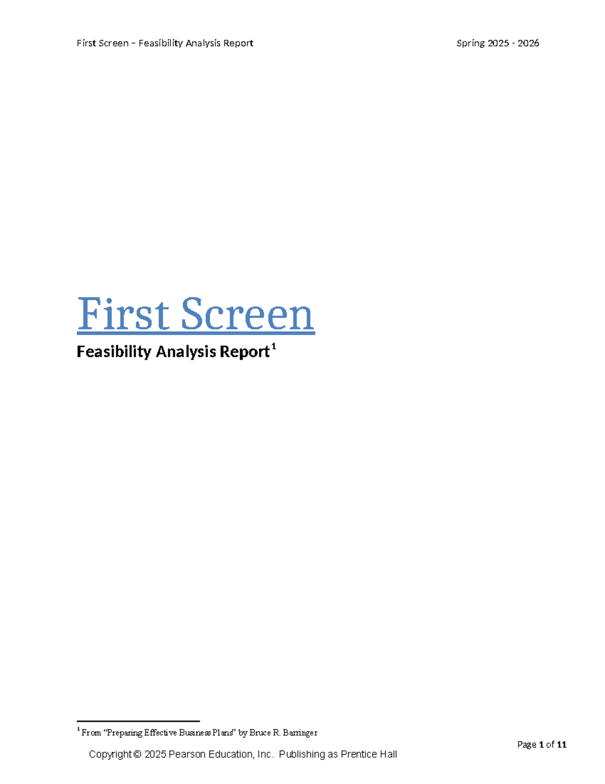 First Screen Feasibility Analysis Report Spring 2025-2026 - Studocu