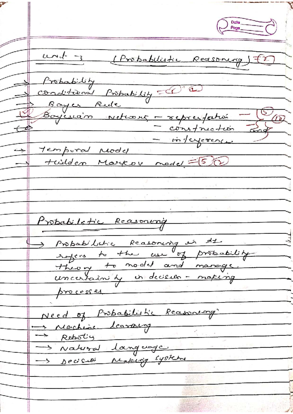 Unit 3 AI - Lecture Notes on Probability and Statistics - Studocu