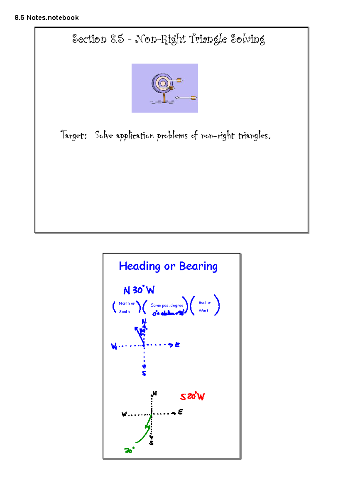 8.5 Notes - Non Right Triangle Applications - MATH55 - 8 Notes Section ...