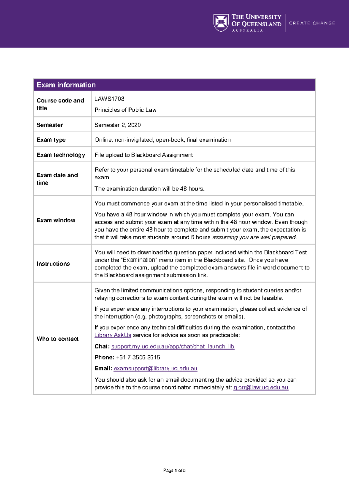 LAWS1703 S2 2020 Final Exam Guidelines and Instructions - Studocu