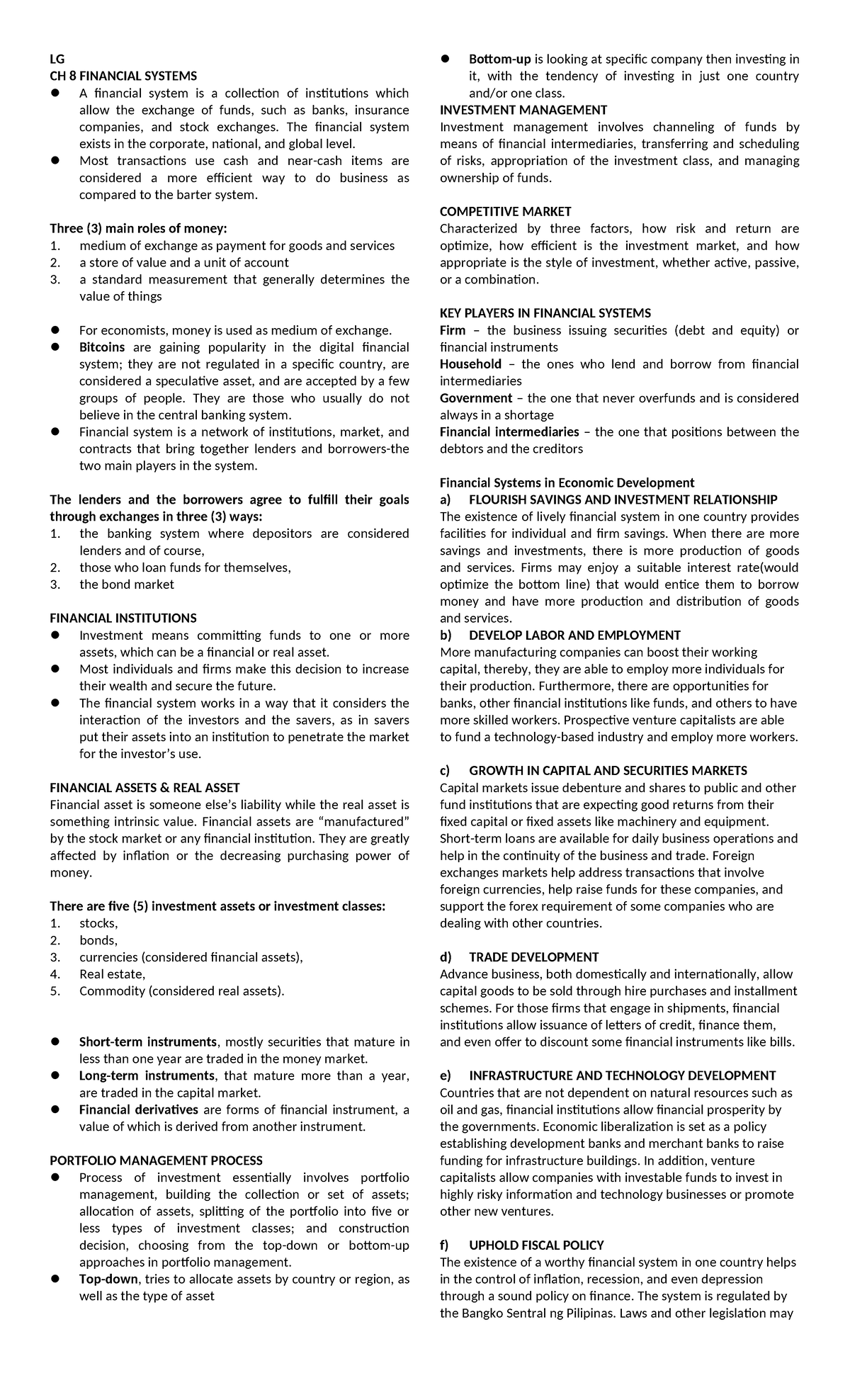 ECO 101 Finals Review: Financial Systems, Trade, and Economic Policies ...