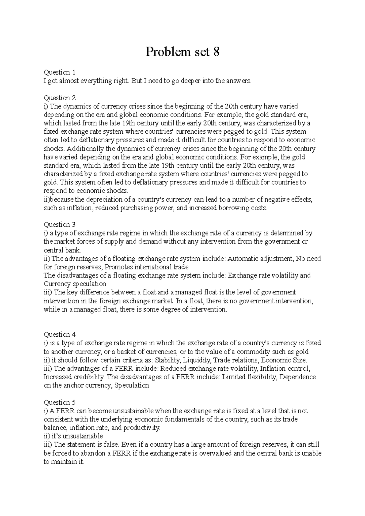 EC223 Problem Set 8: Analysis of Currency Crises and Exchange Rates ...
