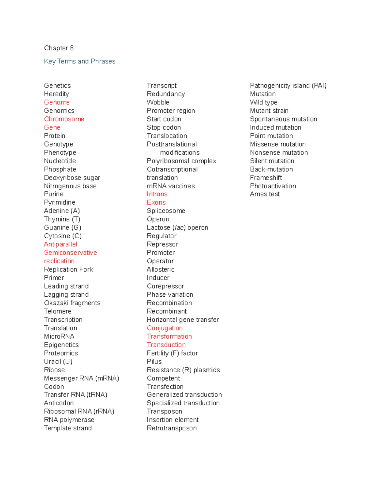Module 3 Study Guide: Key Genetics Concepts (CH 6, 8, 11) - Studocu