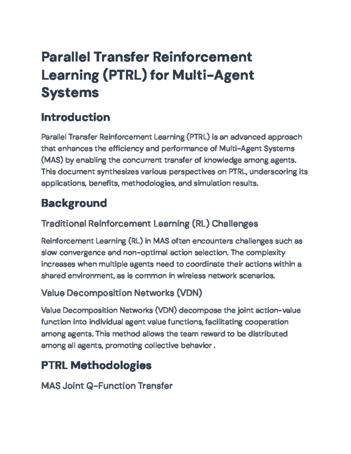 PTRL Techniques for Enhanced Multi-Agent Systems in Wireless Networks ...