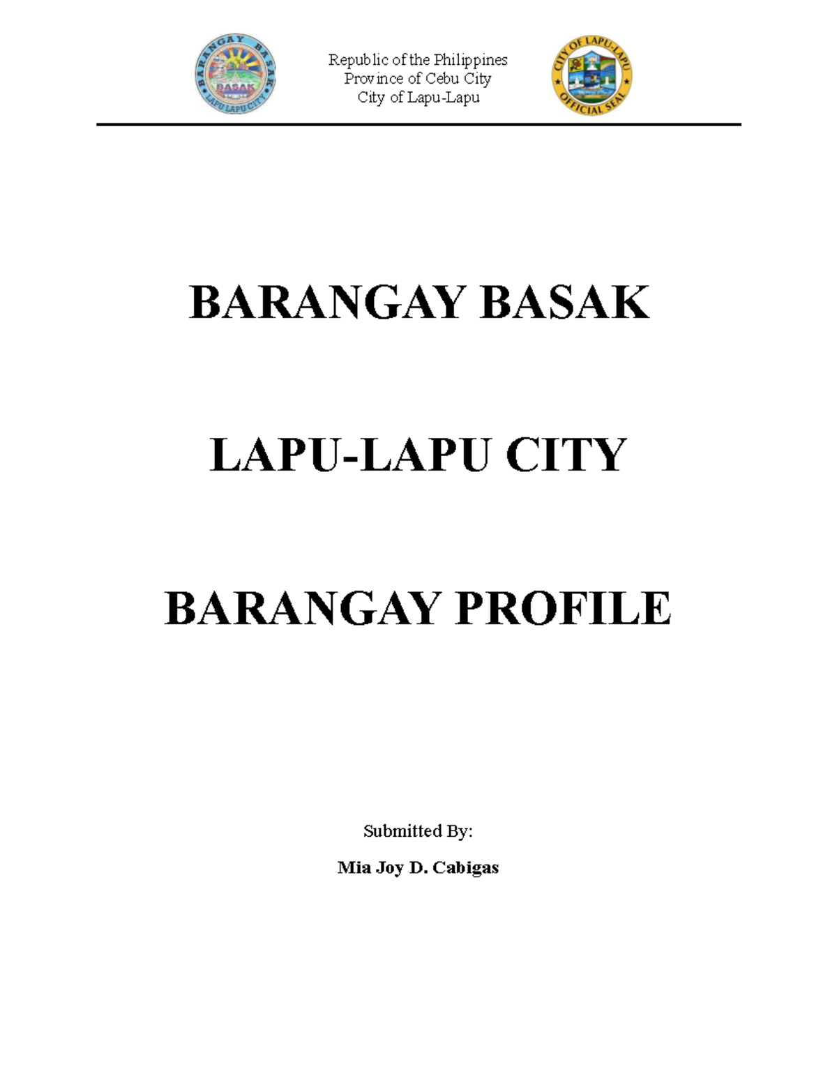 Barangay Basak Profile - Lapu-Lapu City Overview - Studocu