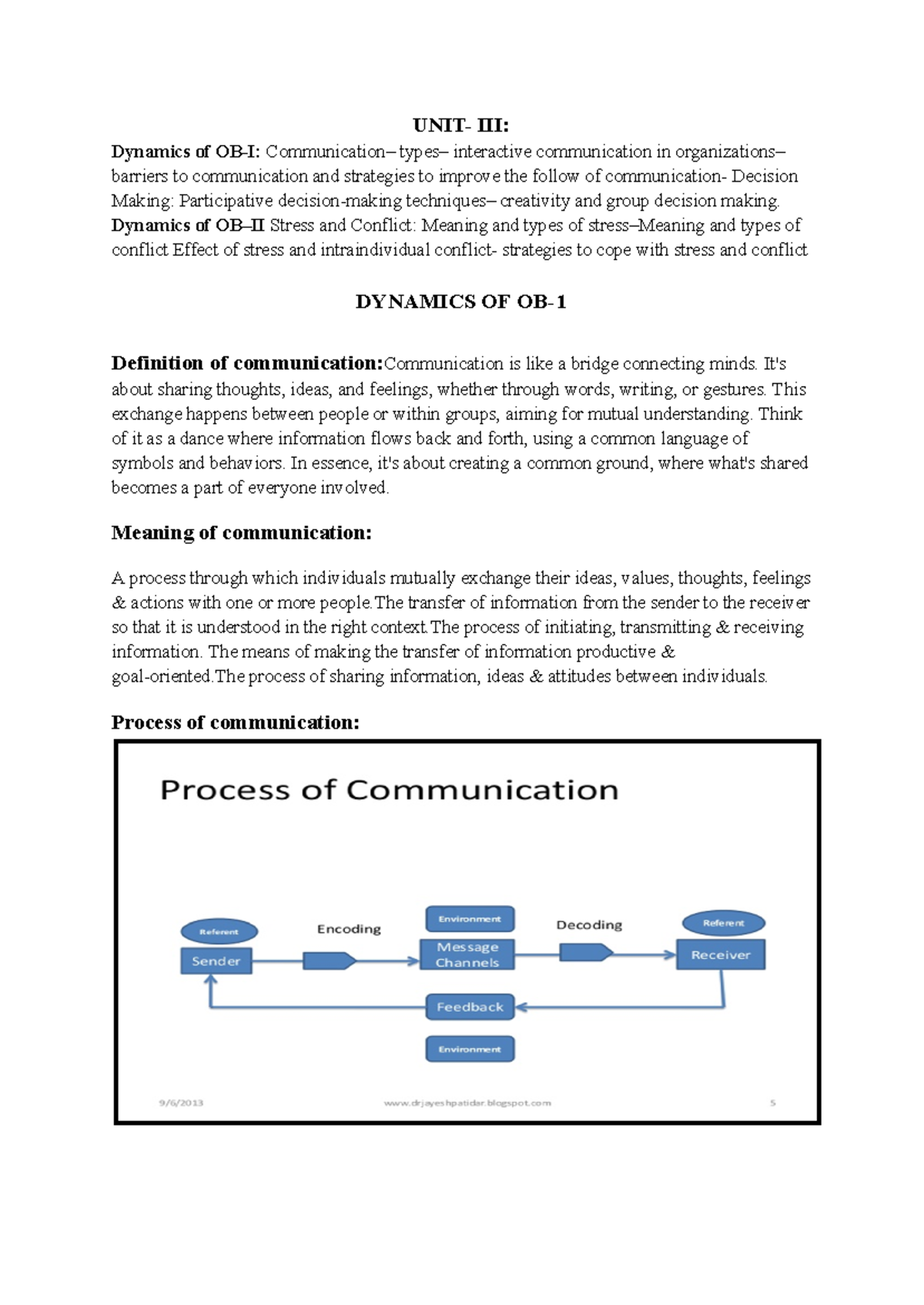 Unit III OB - Final Notes on Communication, Conflict, and Decision ...