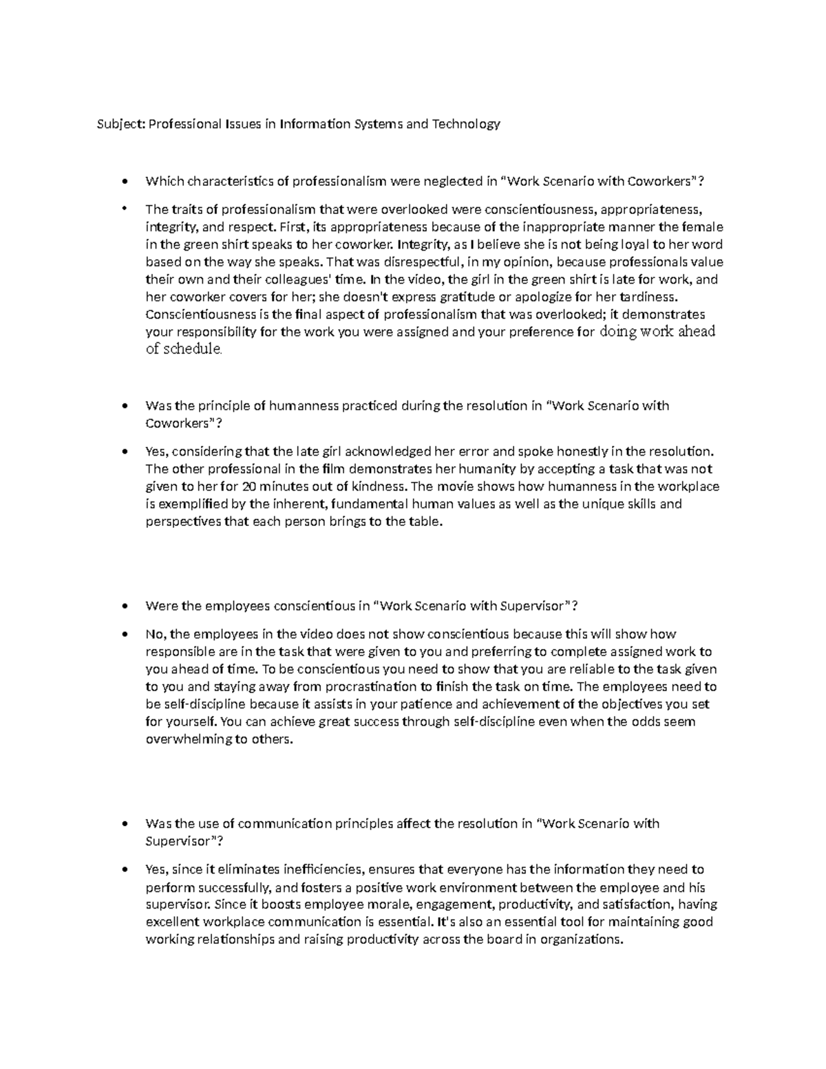 Professional Issues in Information Systems and Technology 03 Activity 1 ...