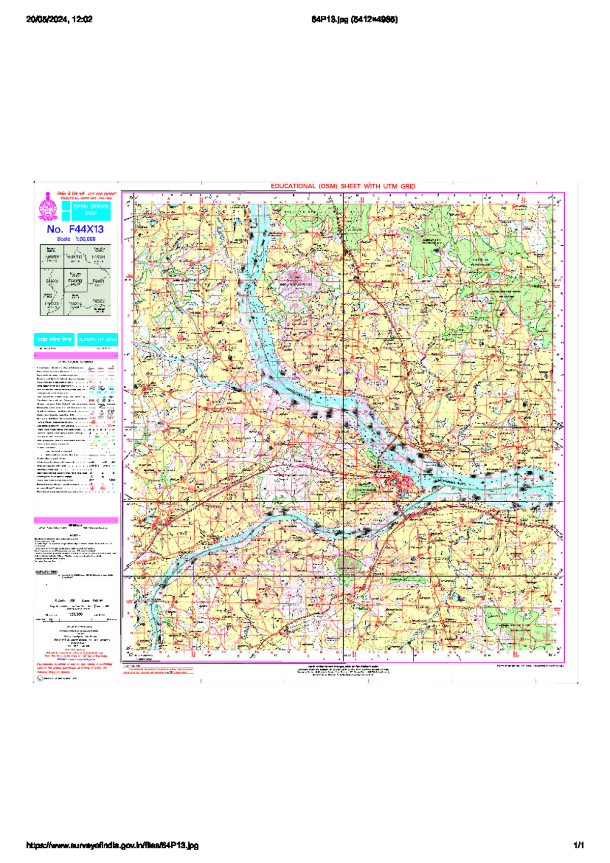 Toposheet Odisha - GIS practice - 20/05/2024, 12:02 64P13 (5412x4985 ...