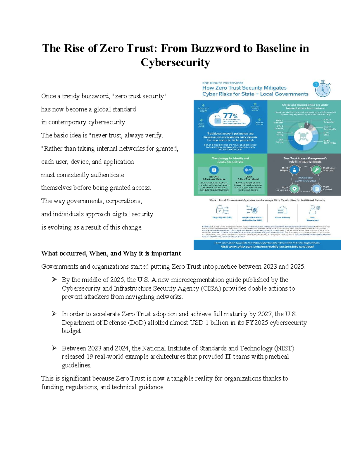 The Rise of Zero Trust: Lecture Notes on Cybersecurity Trends - Studocu