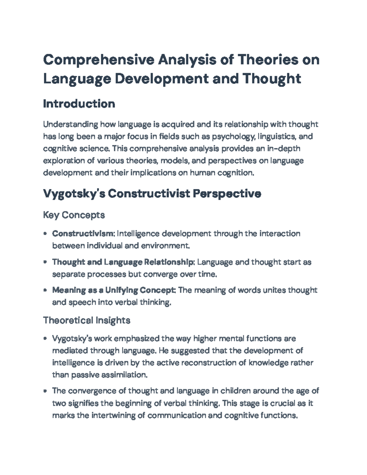 Theories of Language Development and Thought: A Comprehensive Overview ...