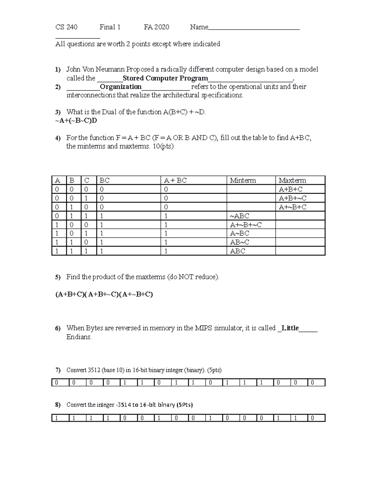 Final Exam Review - Spring 2021 - Practice Questions and Solutions ...