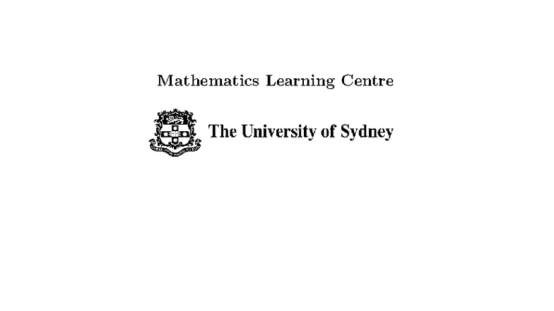 Mathematics Learning Centre: Mathematical Induction Notes (MATH101 ...