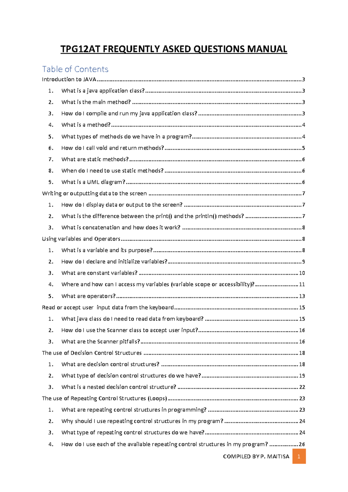 PPBF15D Java Frequently Asked Questions Manual - Studocu