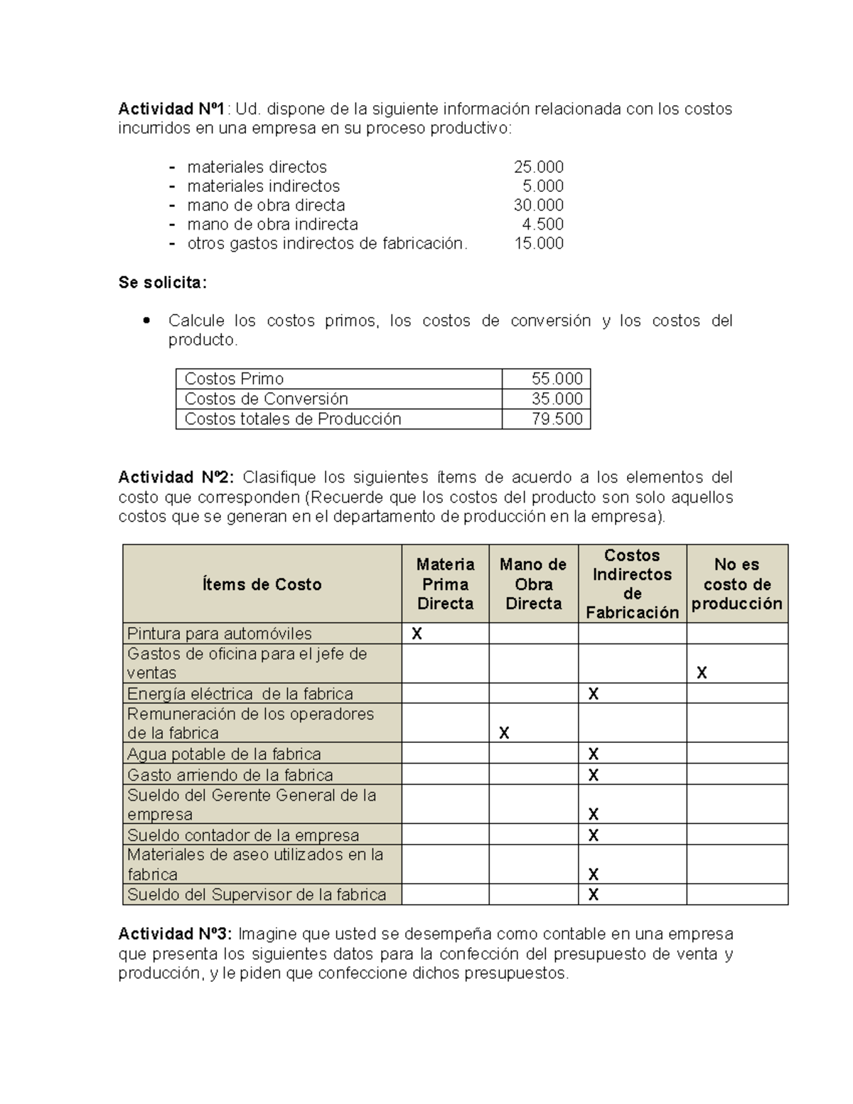 TALLER - 2ª Evaluación sobre Costos y Presupuestos de Producción - Studocu