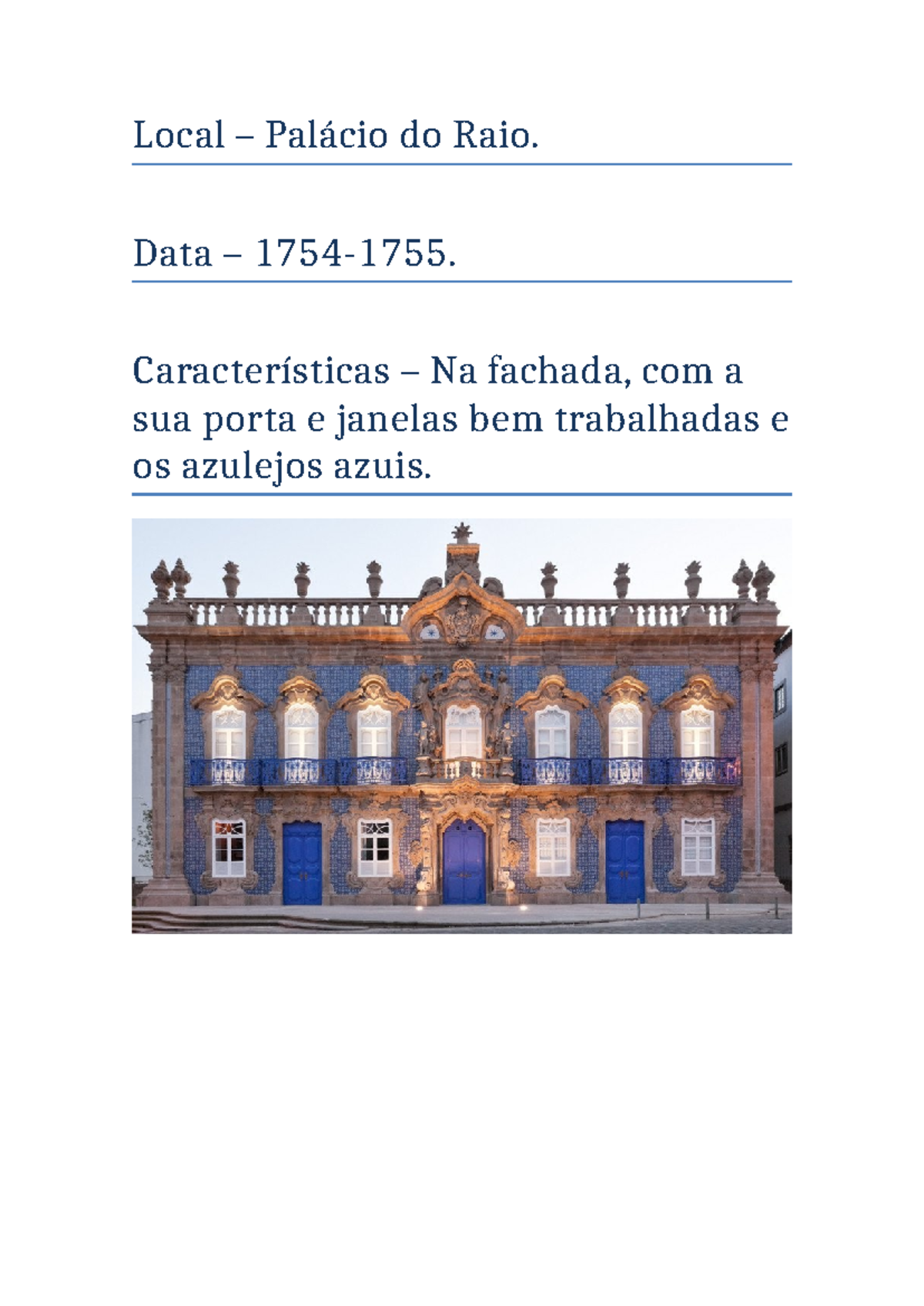 Placio do raio - addvb - História 9 ano - Local – Palácio do Raio. Data ...