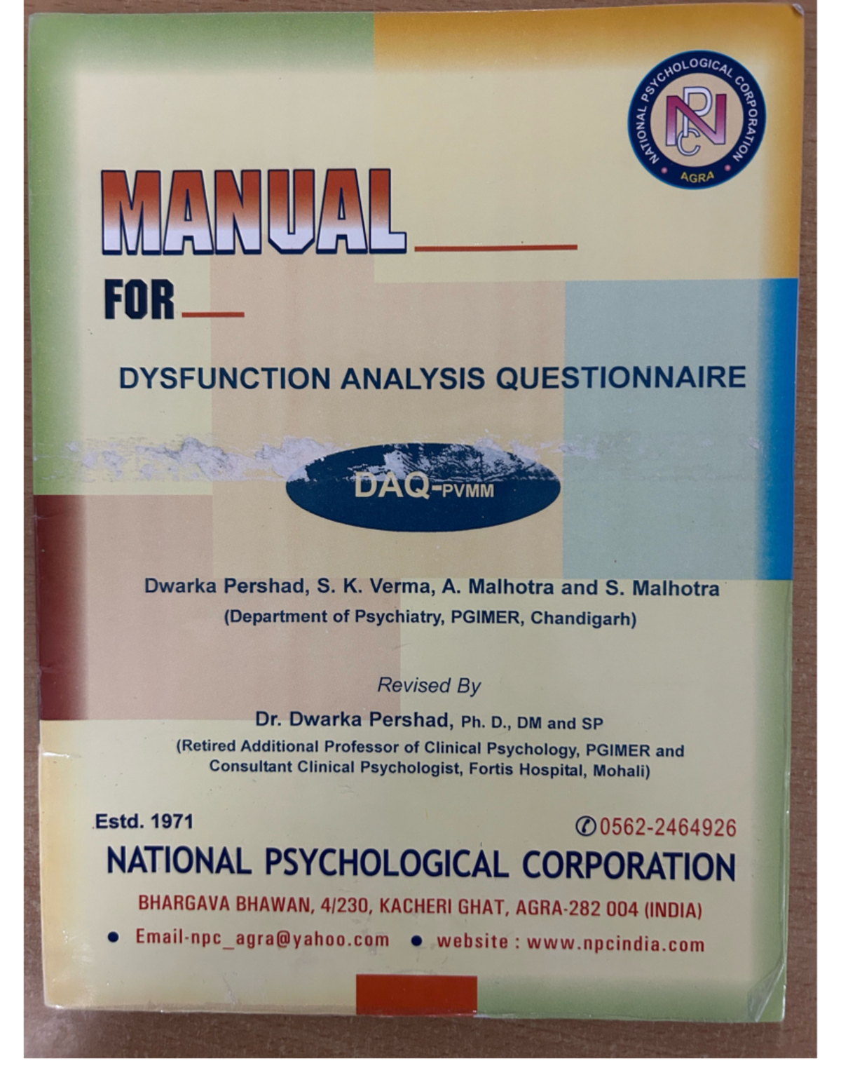 Manual for Dysfunction Analysis Questionnaire (DAQ) - Kaagaz 1738126408 ...
