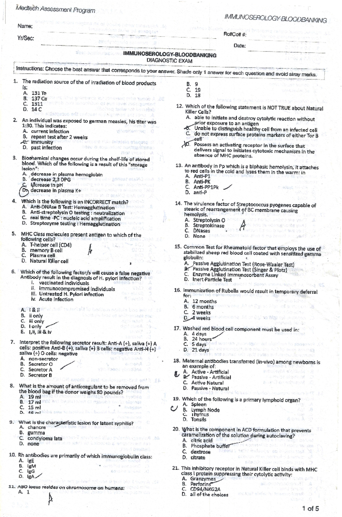 IH Diagnostic Exam - Comprehensive Reviewer for Medtech - Studocu