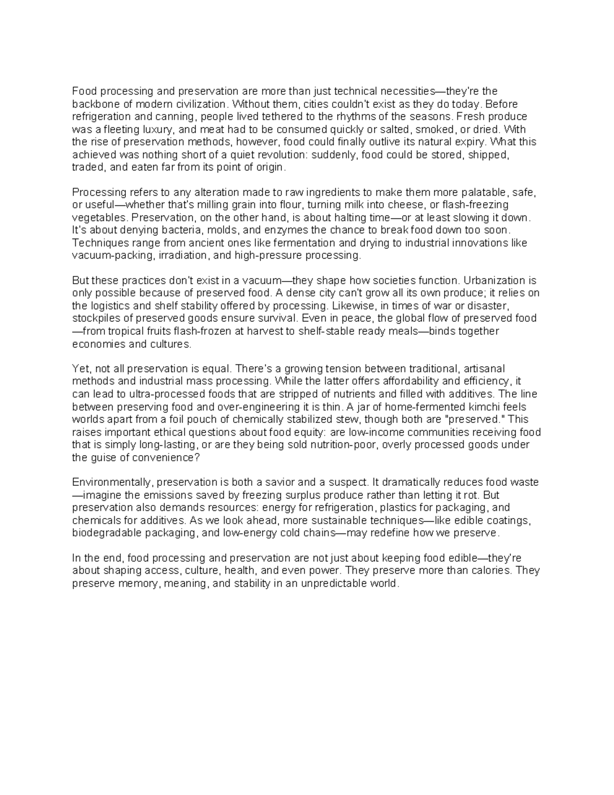 Food Processing & Preservation 1 - Food processing and preservation are ...