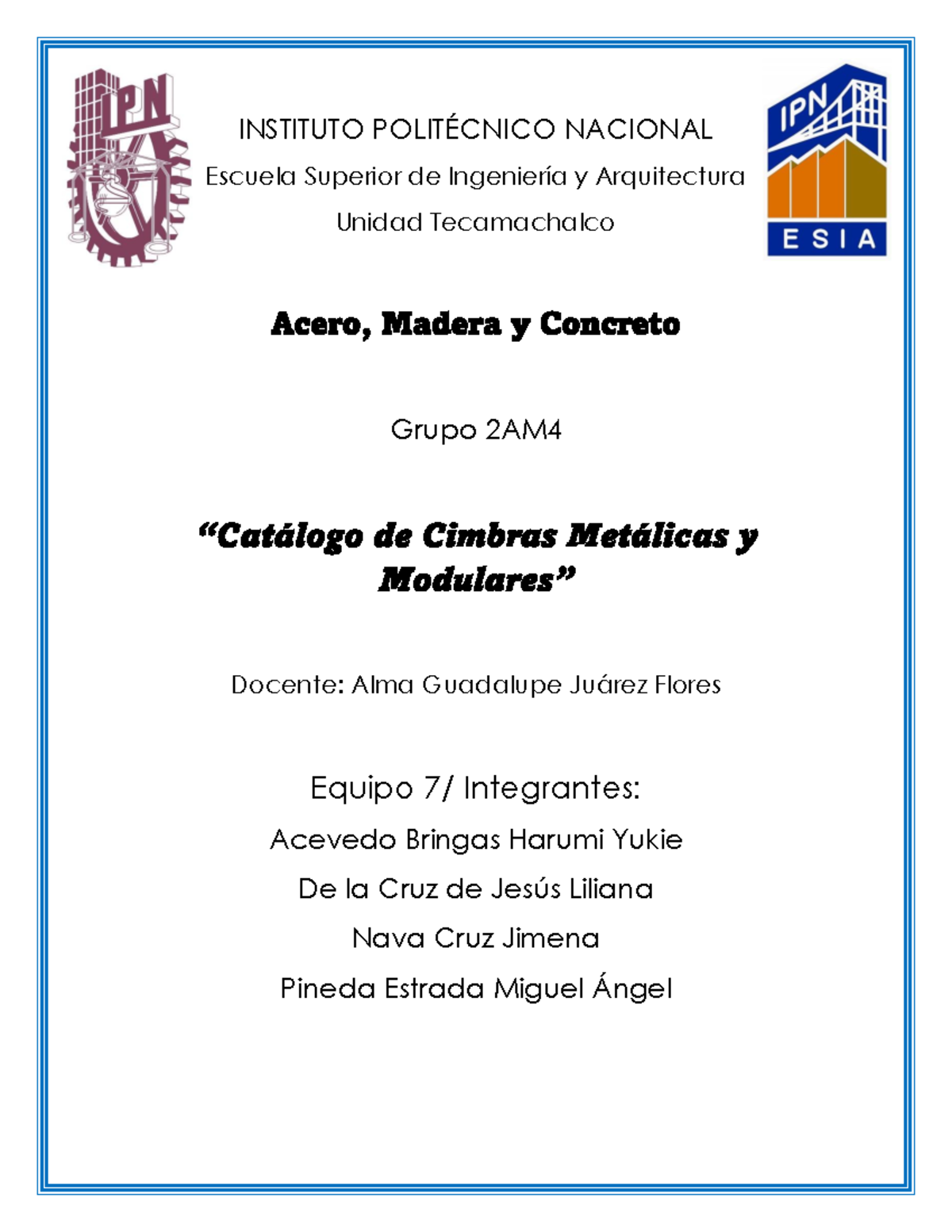 Catálogo Completo de Cimbras Metálicas y Modulares - Equipo 7 - Studocu