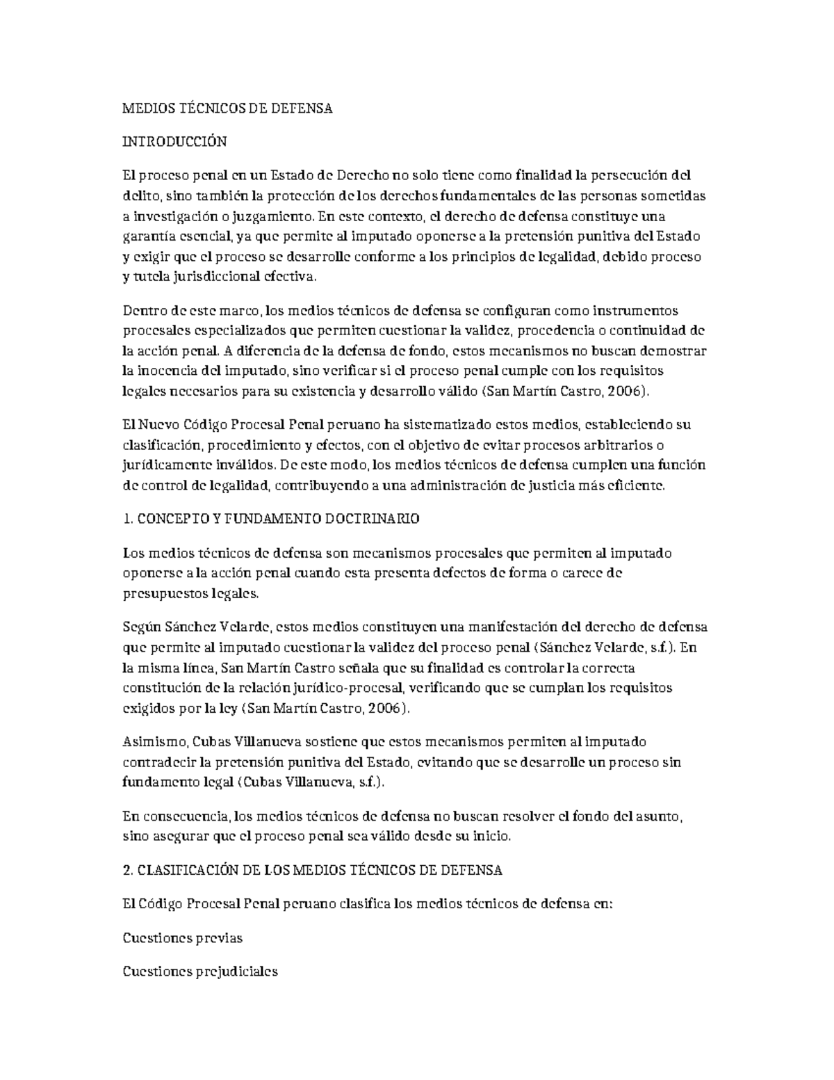 MEDIOS TÉCNICOS DE DEFENSA EN EL PROCESO PENAL - ENSAYO - Studocu