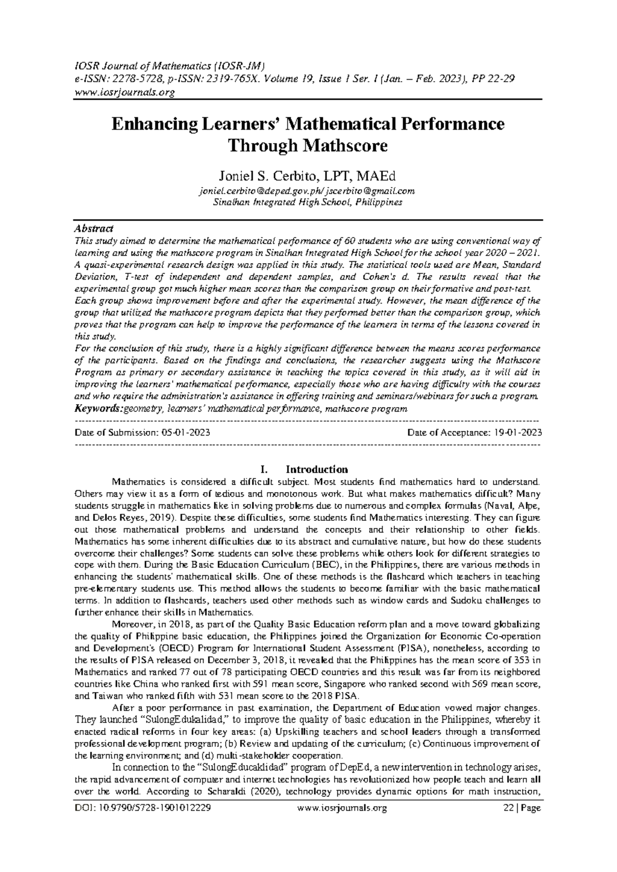 Enhancing Mathematical Performance in Grade 7 via Mathscore Program ...