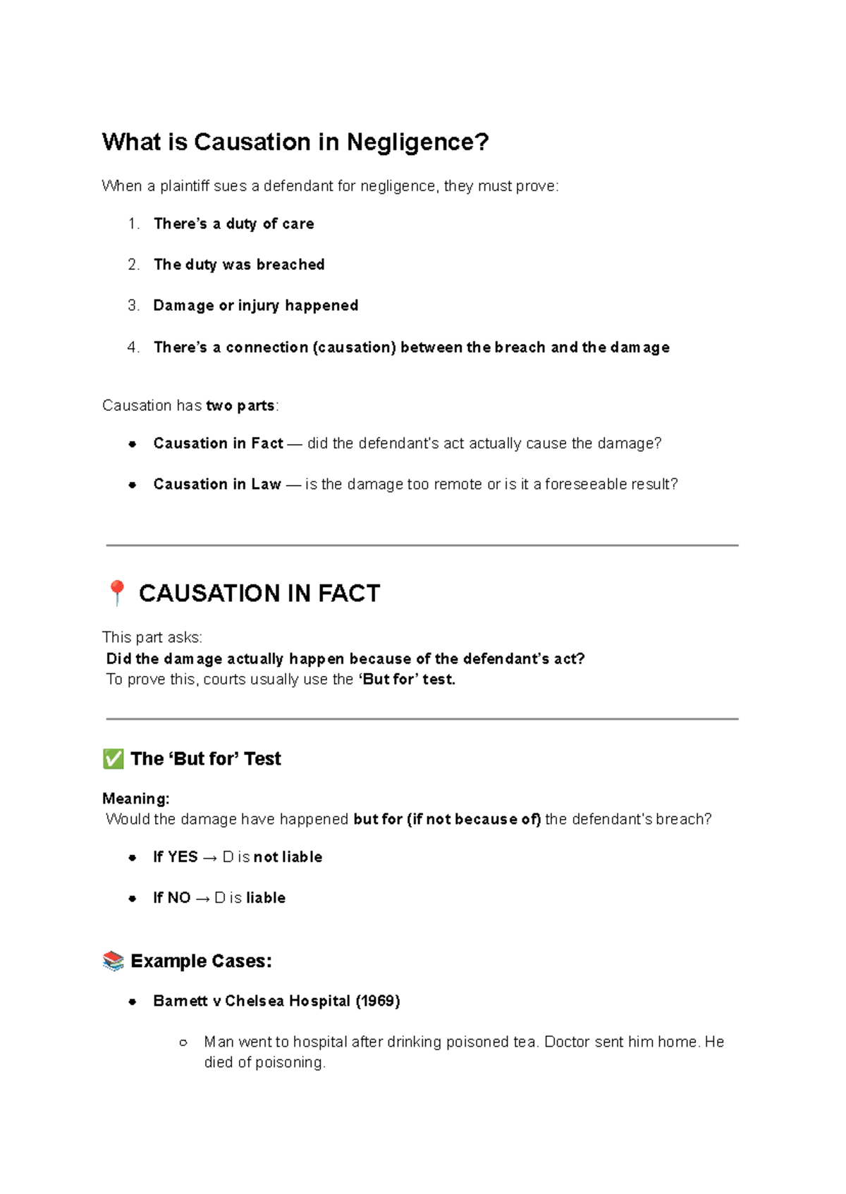 Causation in Negligence: Key Concepts and Case Studies - Studocu