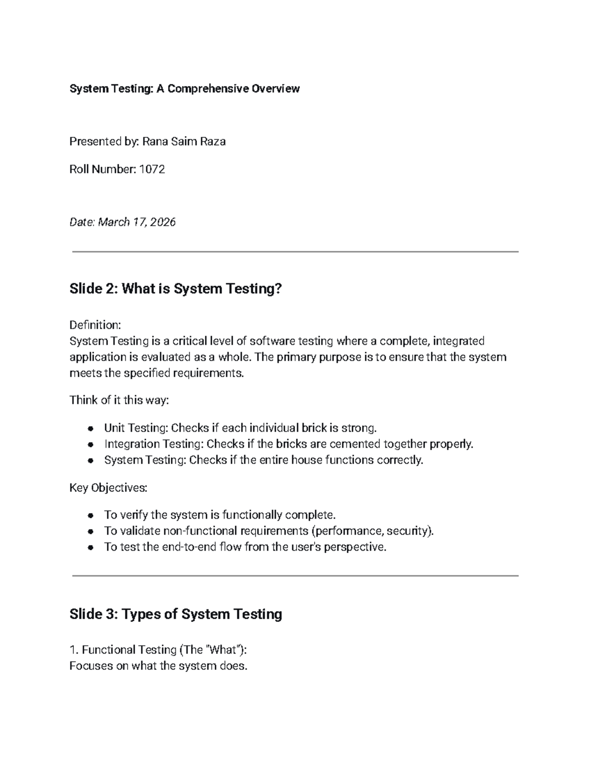 System Testing: A Comprehensive Overview (SWQ 101) - Studocu