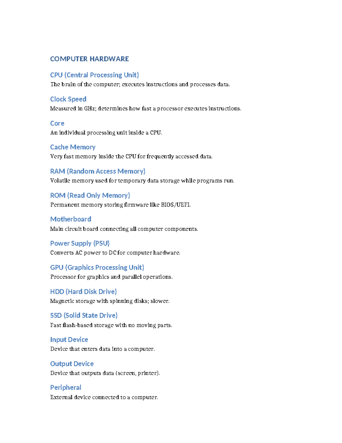 FBLA IT Vocabulary Study Guide: Key Terms and Concepts - Studocu