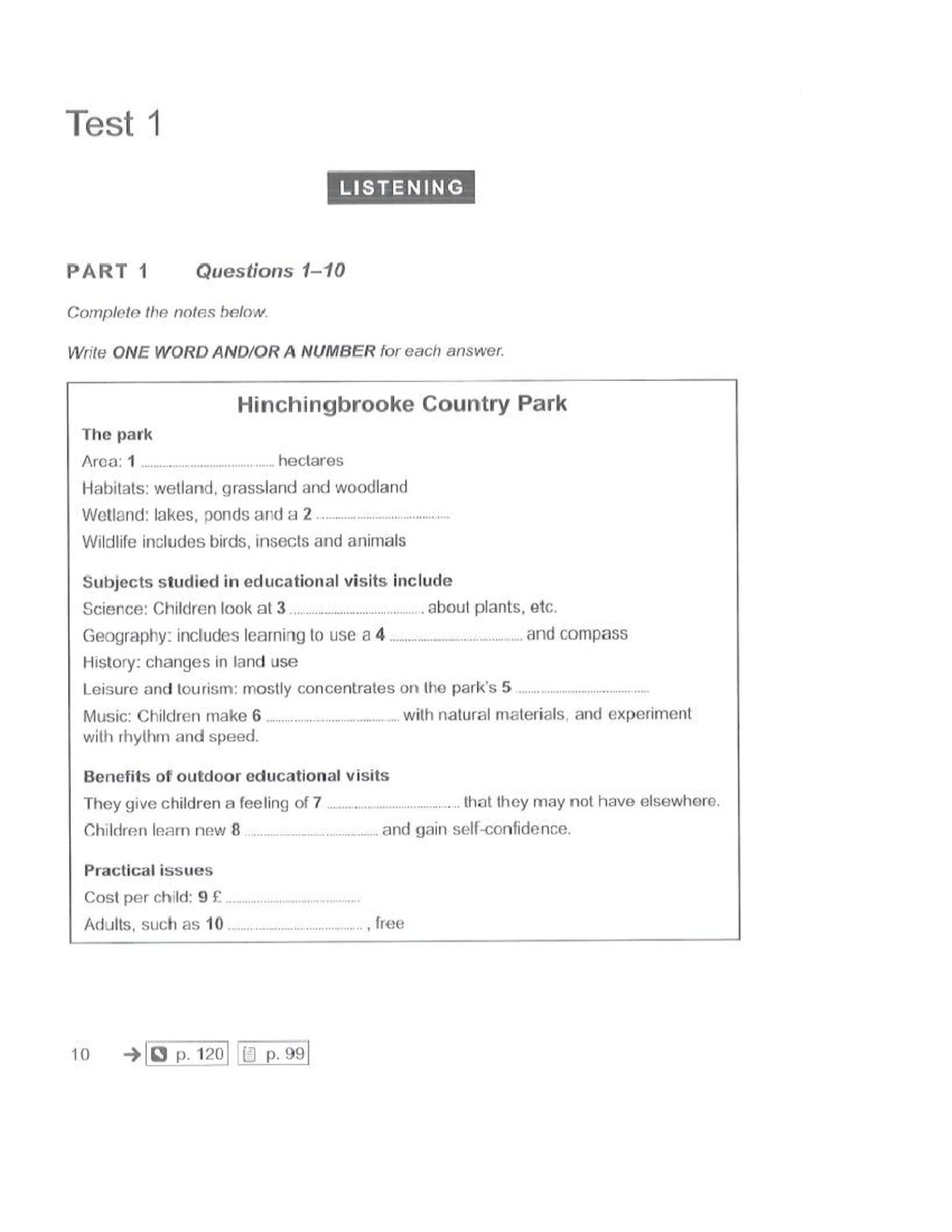 Cambridge 19 Test 1 Listening and Reading Exam Notes - Studocu
