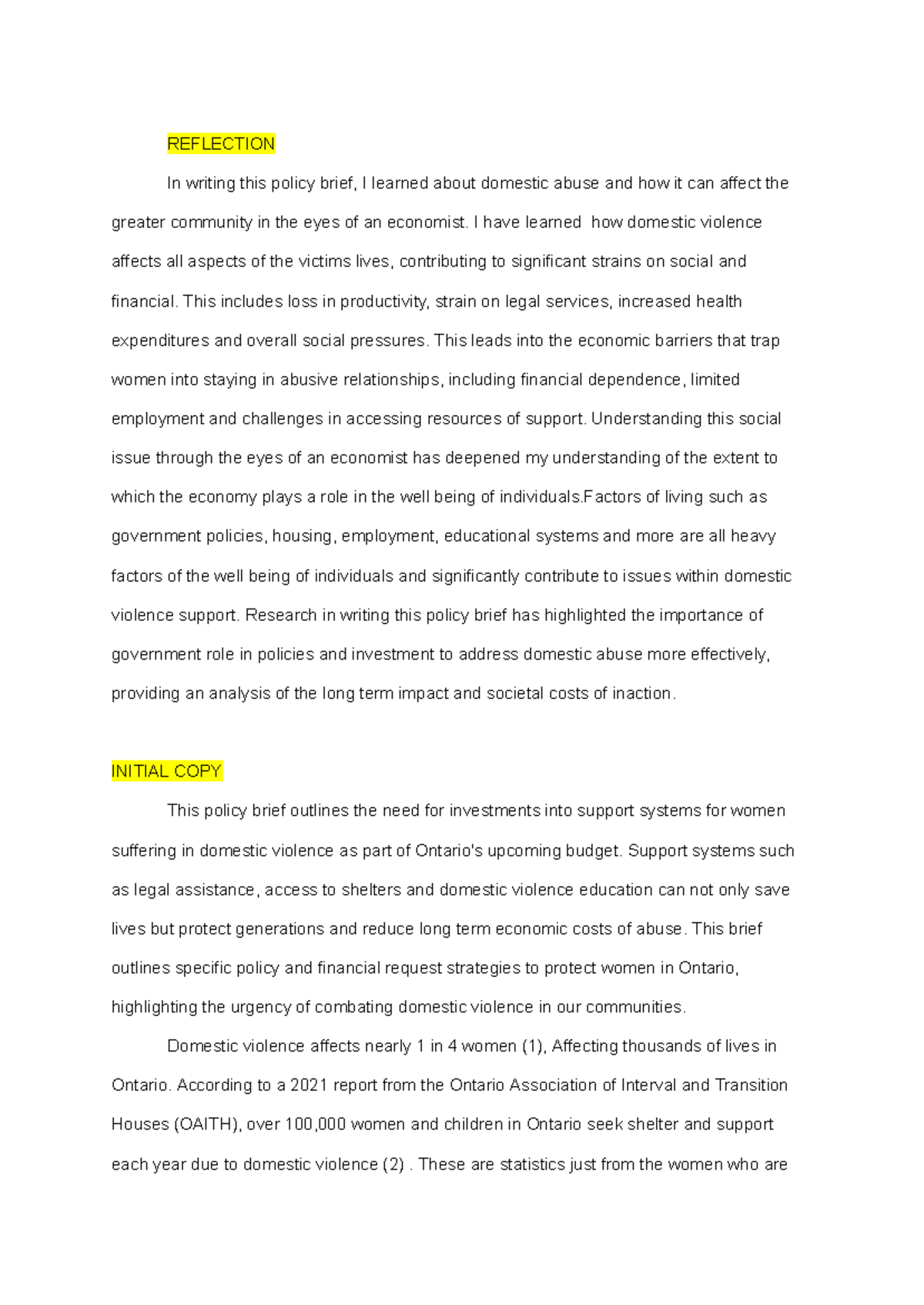 ECON 1100 Final Exam: Housing Crisis Policy Brief