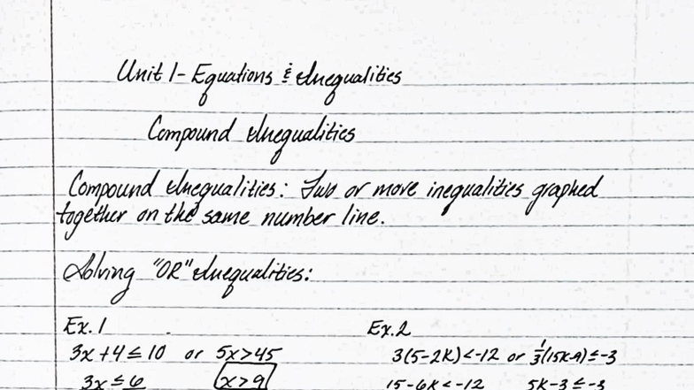 Unit 1 Notes: Compound Inequalities and Interval Notation - Studocu