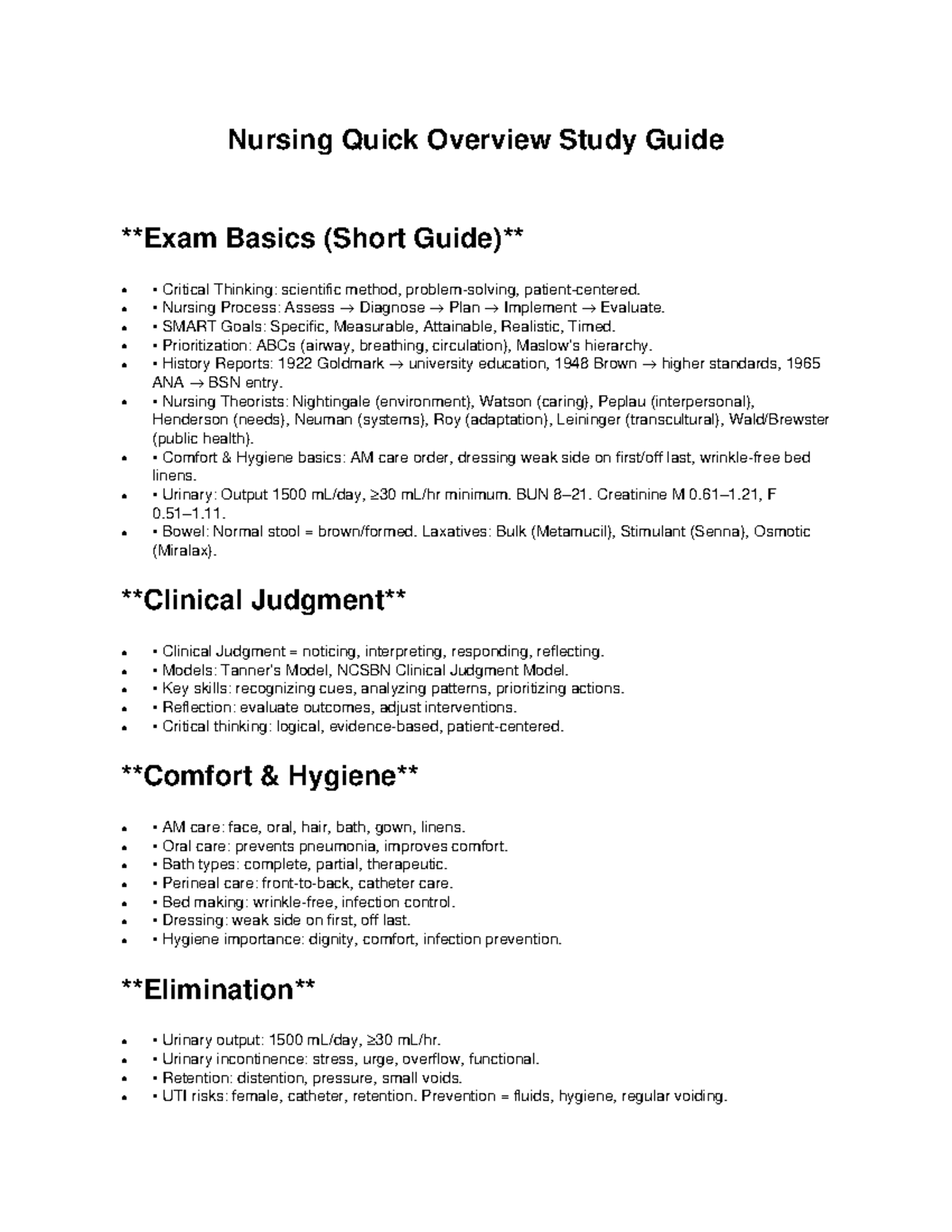 Nursing Quick Overview Study Guide: Key Concepts & Critical Thinking ...
