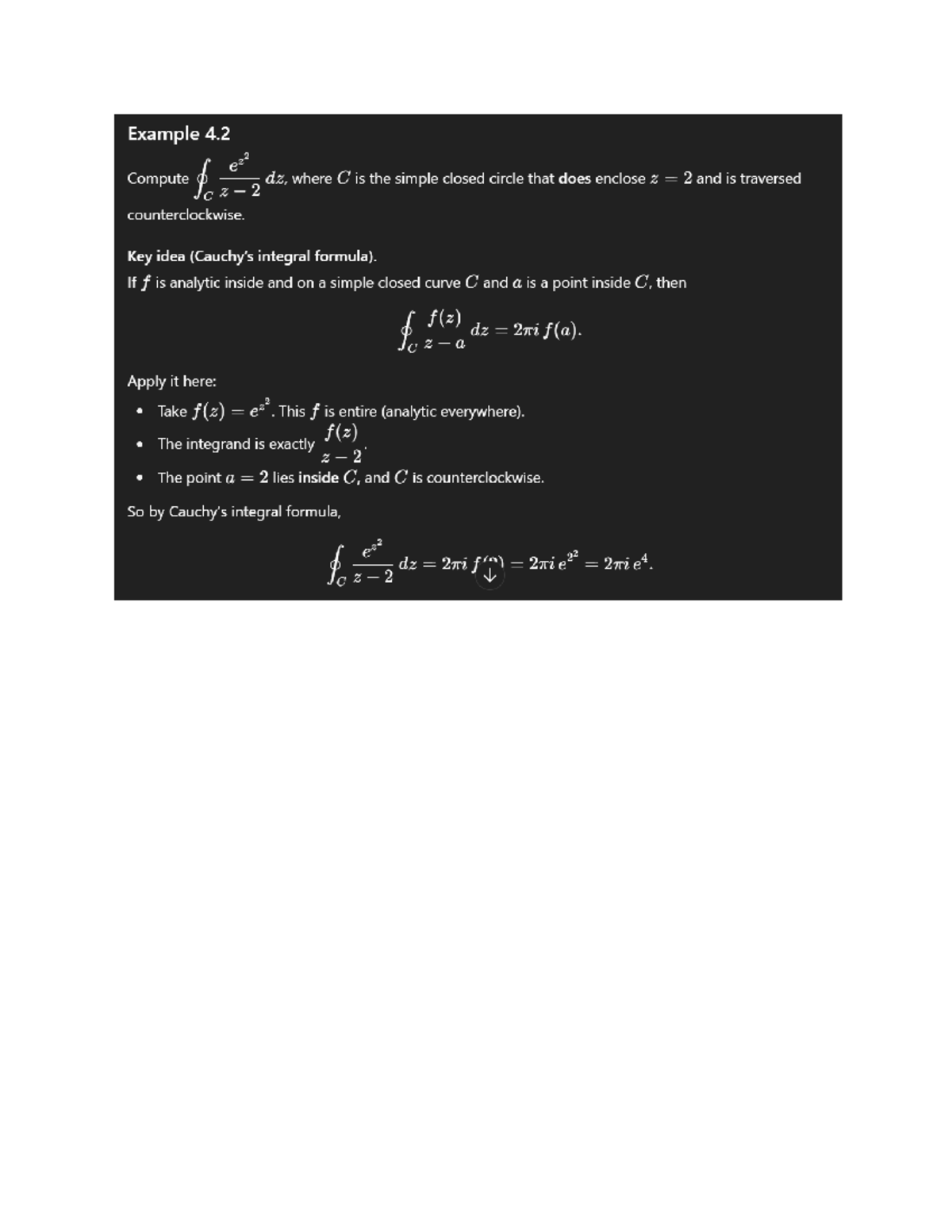 Complex Analysis 2: Example 4.2 - Integral Formula Application - Studocu