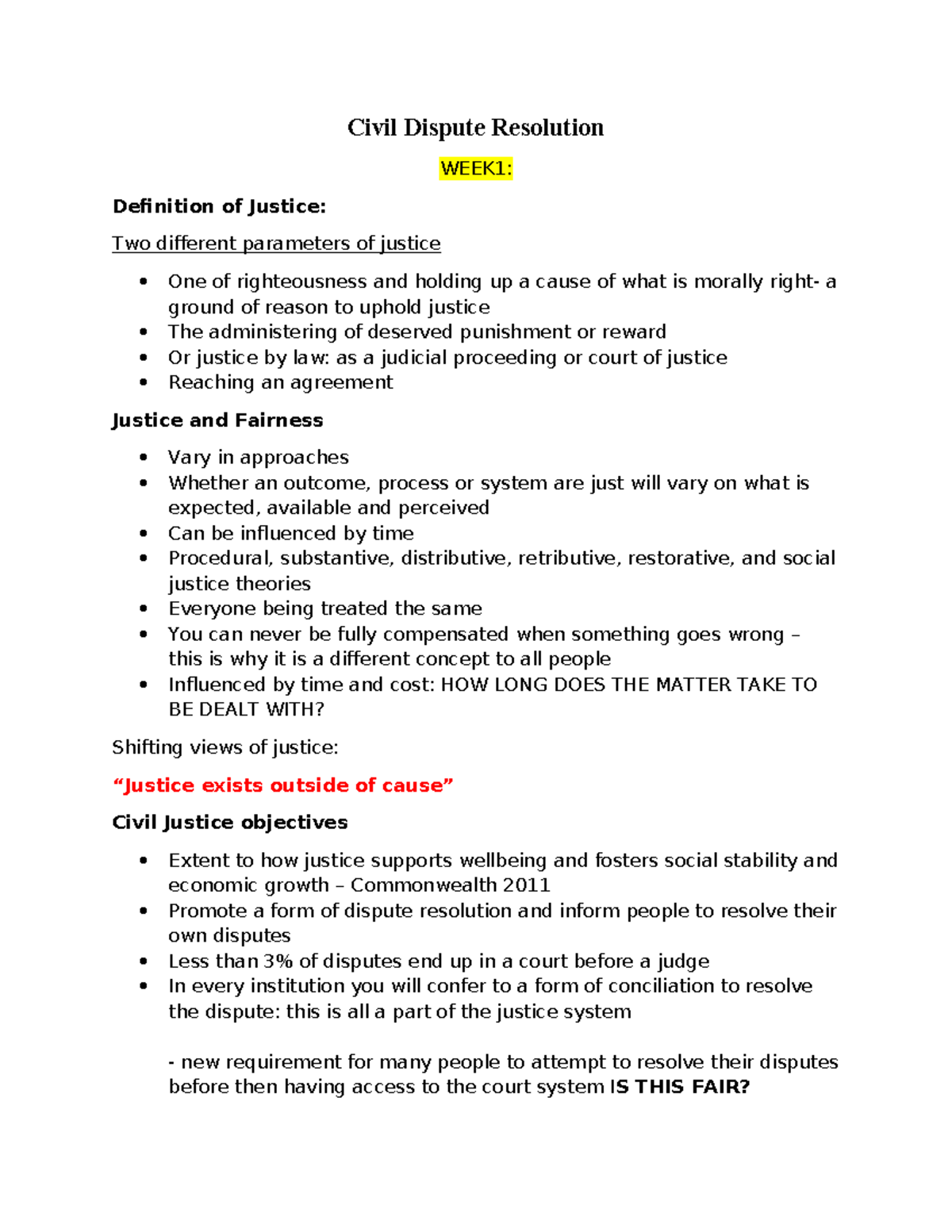 Civil Dispute Resolution (CDR) Notes: Justice, ADR, and Access to ...