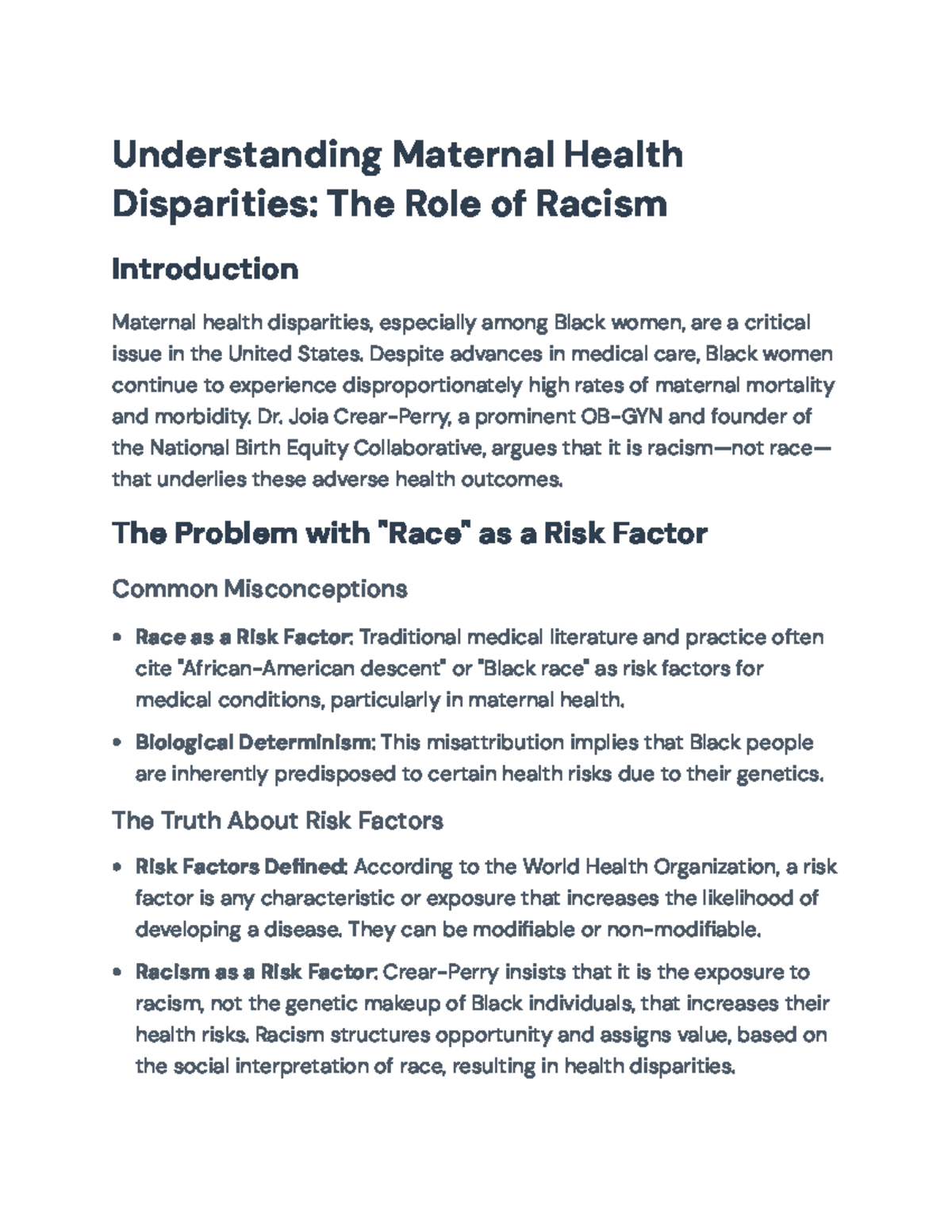 Understanding Maternal Health Disparities in the U.S.: Racism's Impact ...