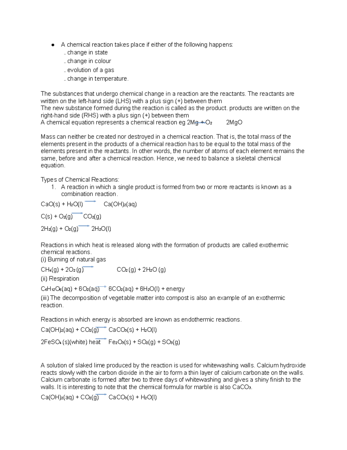 Chem 1 - Grade 10 Chemistry: Chemical Reactions Overview - Studocu