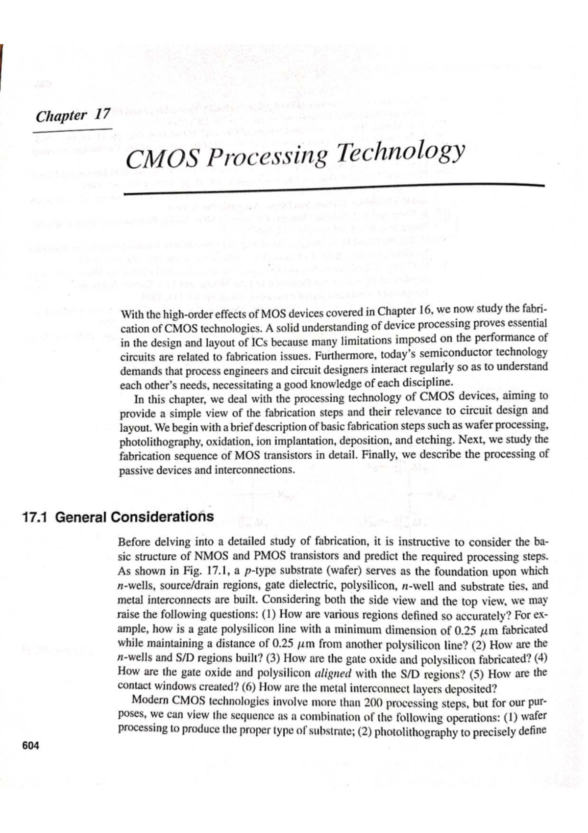 Chapter 17: CMOS Processing Technology Overview - Studocu