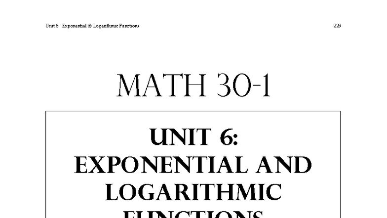 MATH 6: Exponential & Logarithmic Functions Study Guide - Studocu