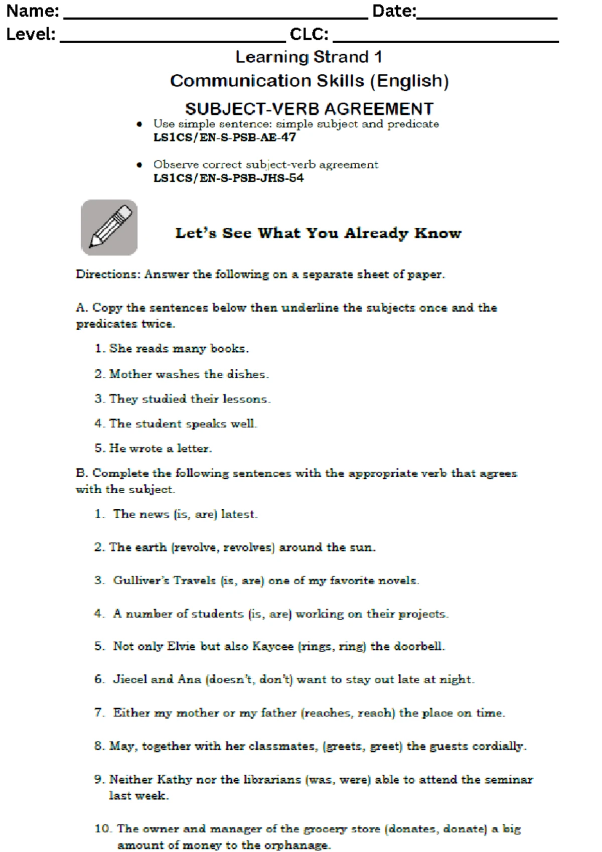 LS1E - Interpreting and Following Rules & Regulations Answer Sheet ...