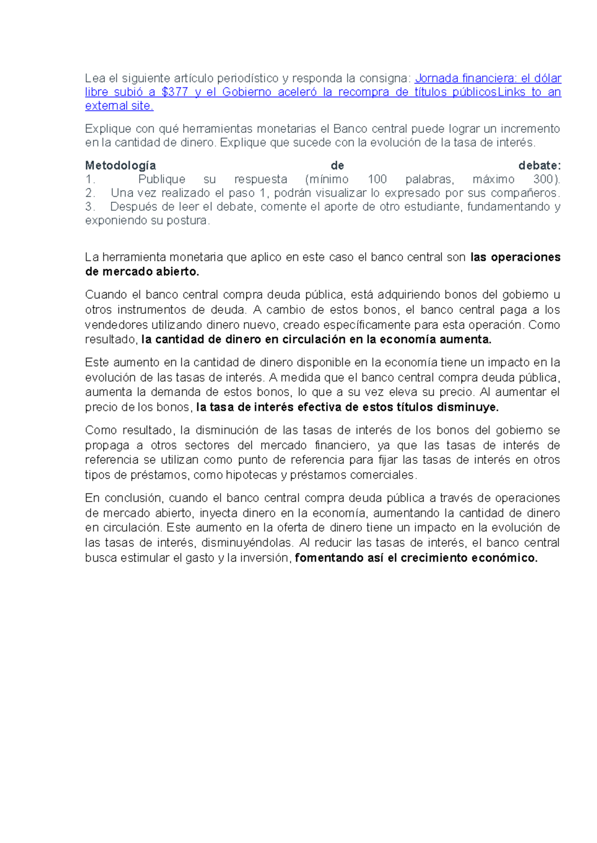 FORO NRO 3 - Impacto de la Política Monetaria en la Tasa de Interés ...
