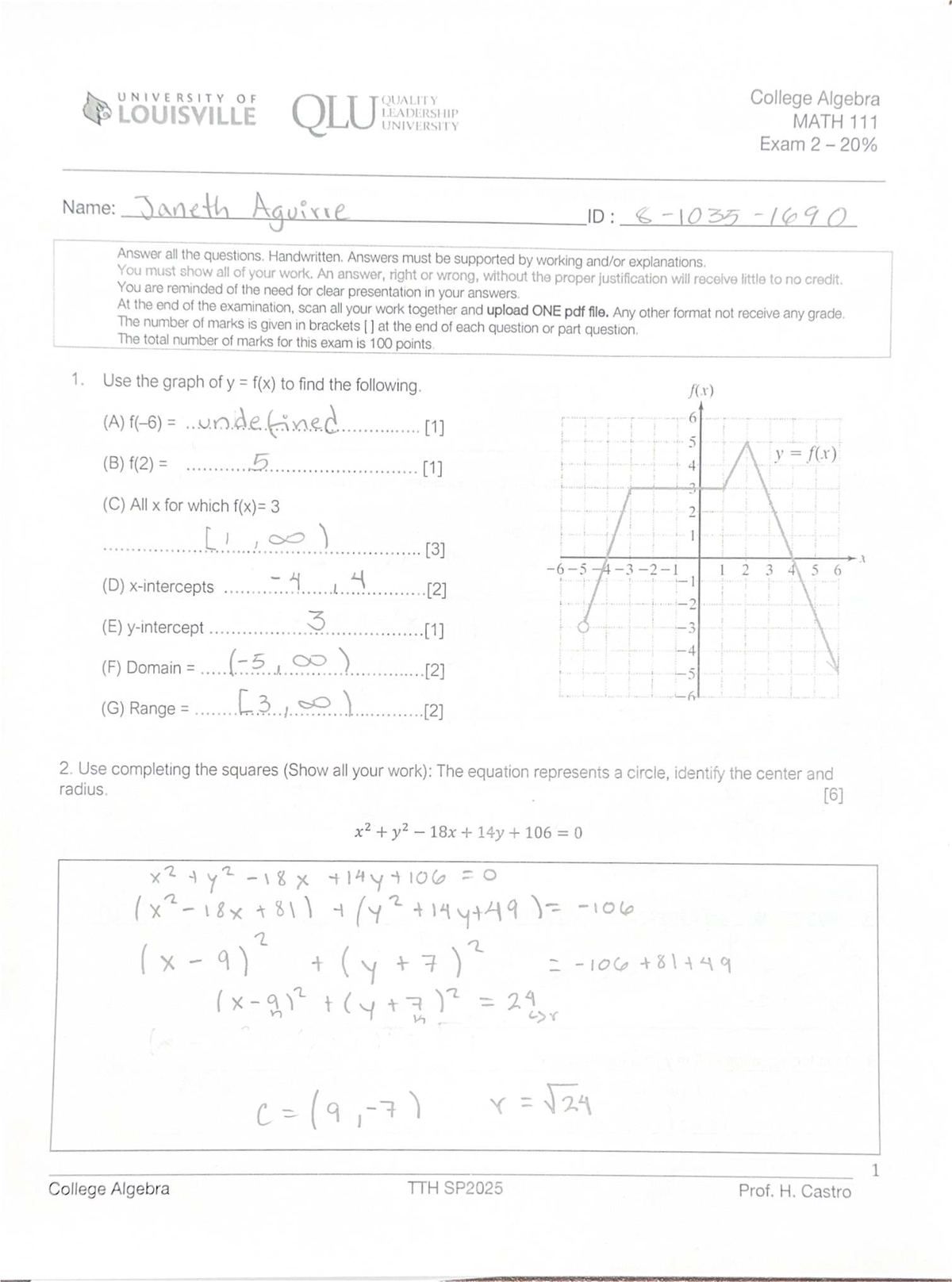 College Algebra TTH SP2025 Exam 2 - Test 2 Overview - Studocu