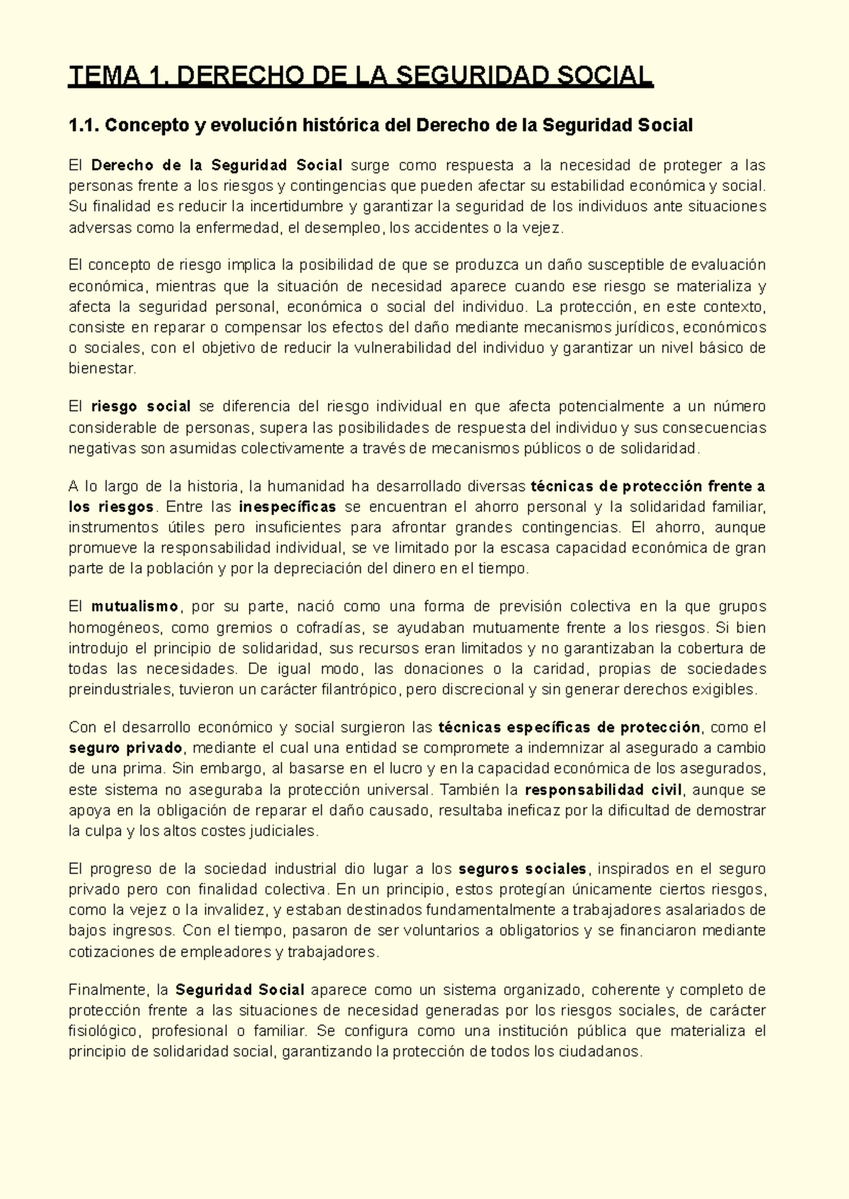 TEMA 1. RESUMEN ESQUEMÁTICO DEL DERECHO DE LA SEGURIDAD SOCIAL - Studocu