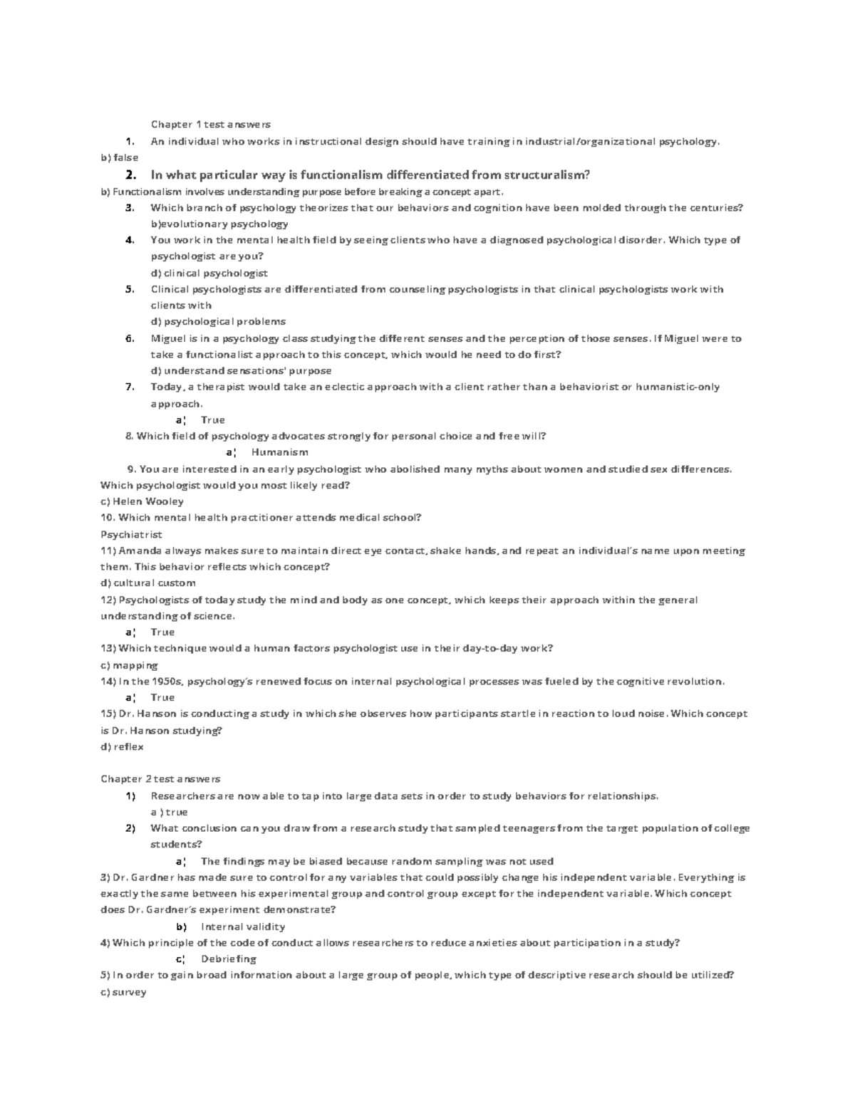 Psych 101 Exam & Quiz Cheat Sheet: Key Concepts and Answers - Studocu