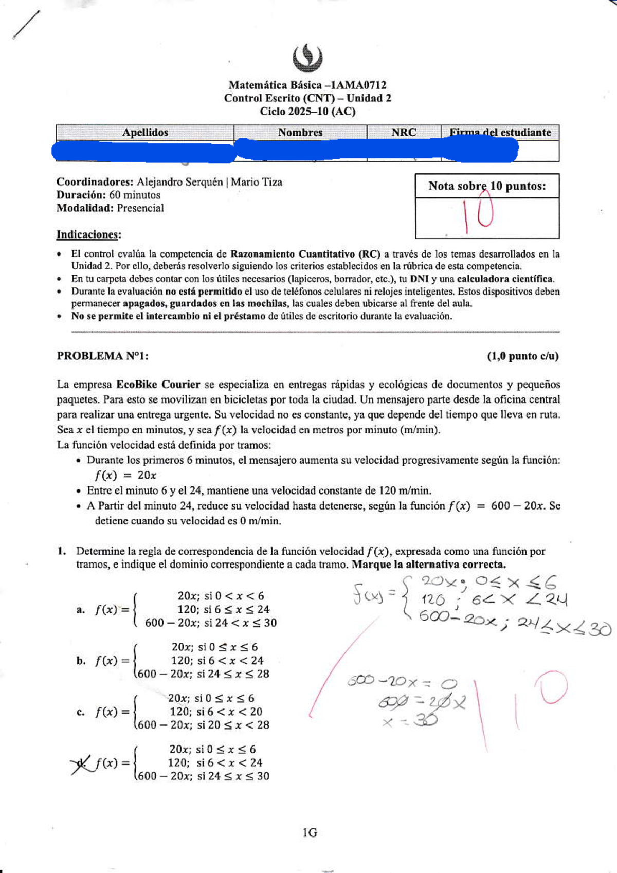 Control Escrito CNT Unidad 2 - Matemática Básica 2025-1 - Document Preview