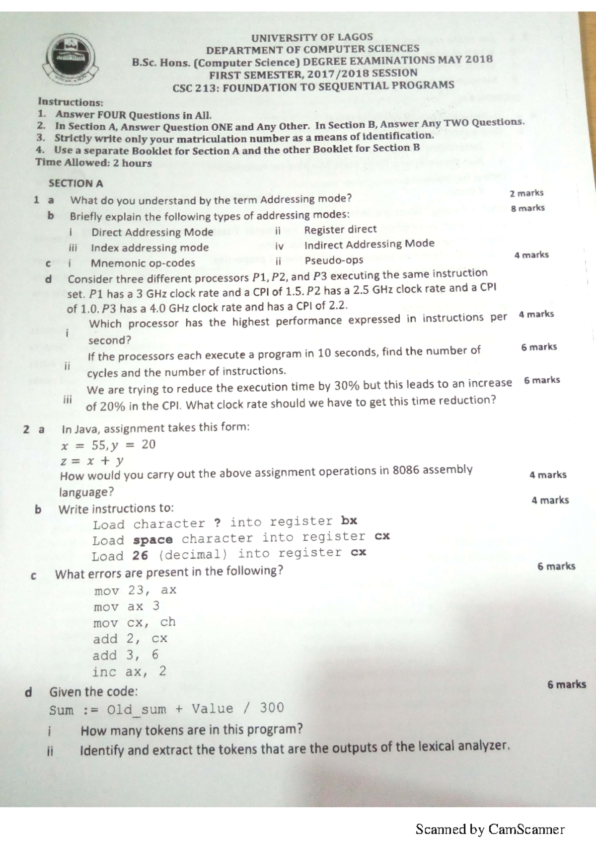 CSC 213: Final Exam Questions & Topics Overview (2017-2018) - Studocu