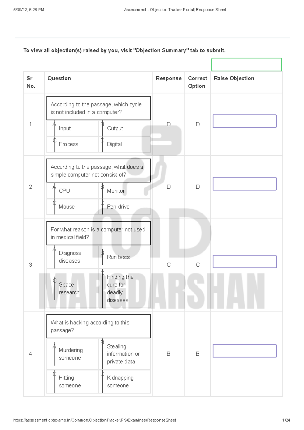 OIL 2022 - Assessment Objection Tracker Response Sheet - Studocu